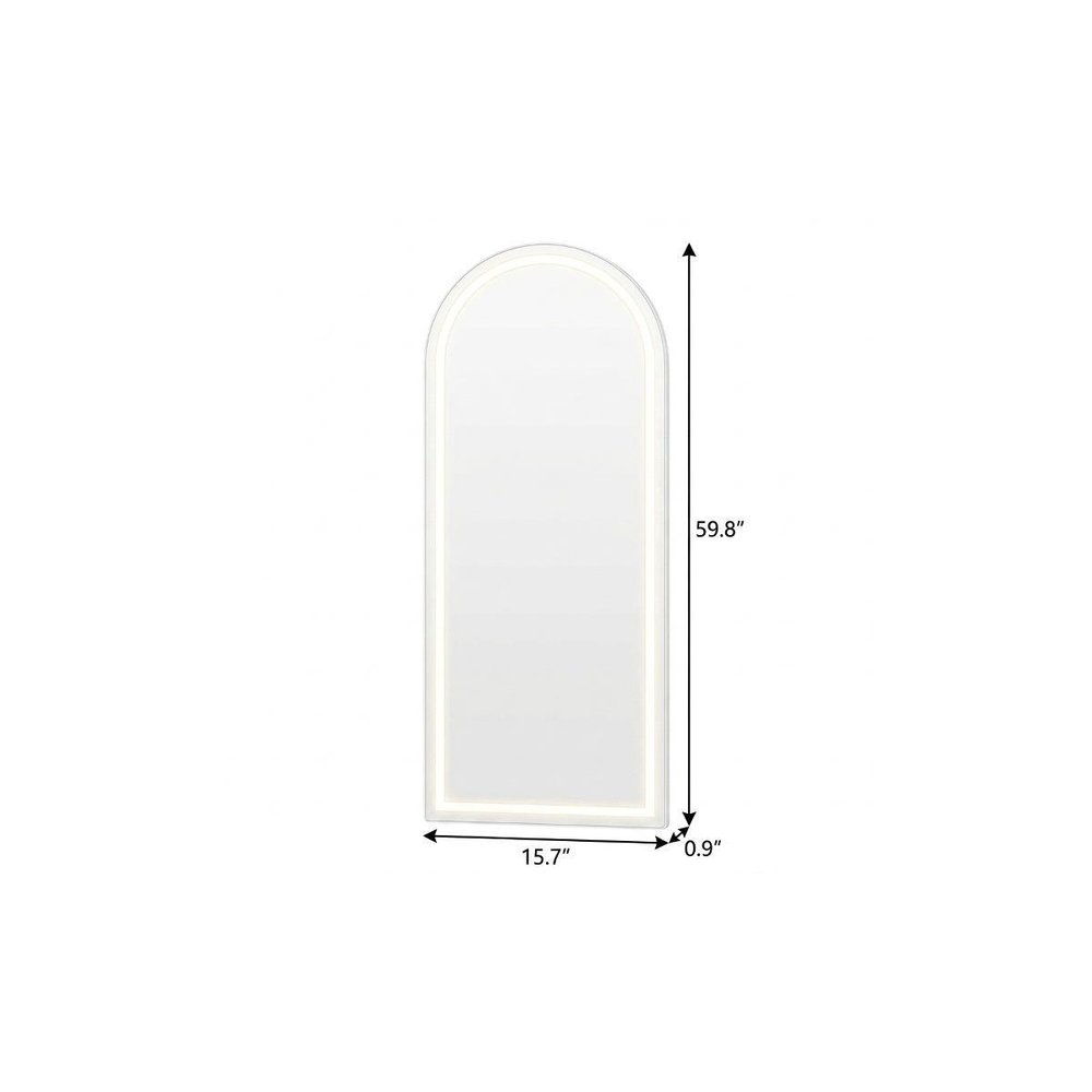 Arch Lighted Wall Mounted and Freestanding Frameless Full Length Mirror
