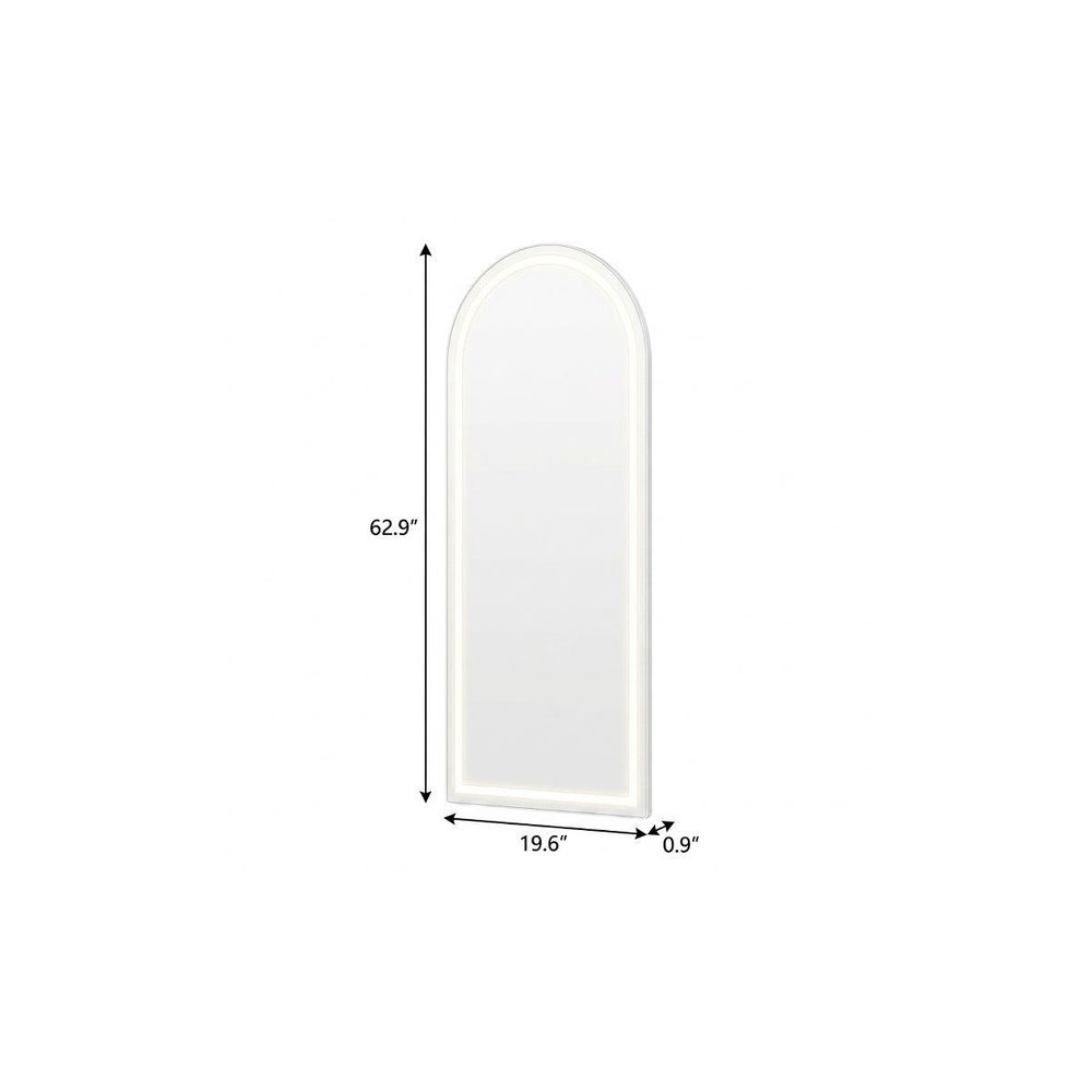 Silver Arch Lighted Freestanding and Wall Mounted Framed Full Length Mirror