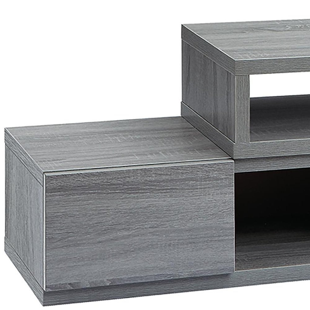 Gray Wood Enclosed and Open Storage TV Stand - 54-inch