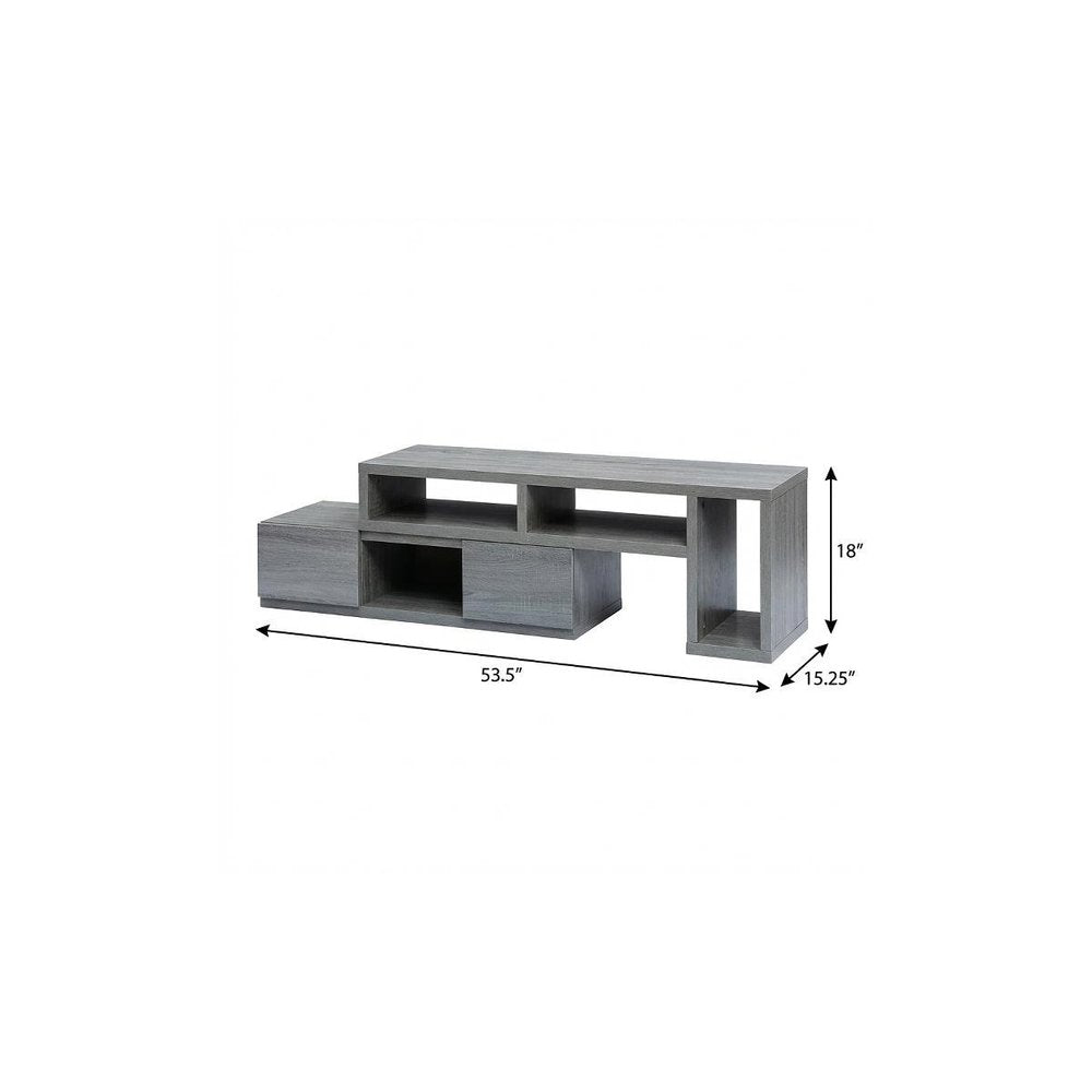 Gray Wood Enclosed and Open Storage TV Stand - 54-inch