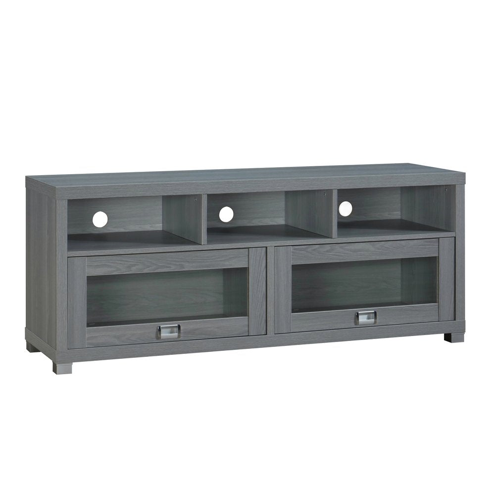 Gray Wood Enclosed and Open Storage TV Stand - 57-inch