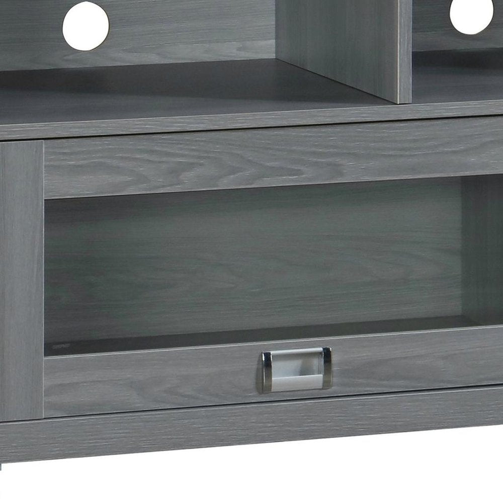 Gray Wood Enclosed and Open Storage TV Stand - 57-inch
