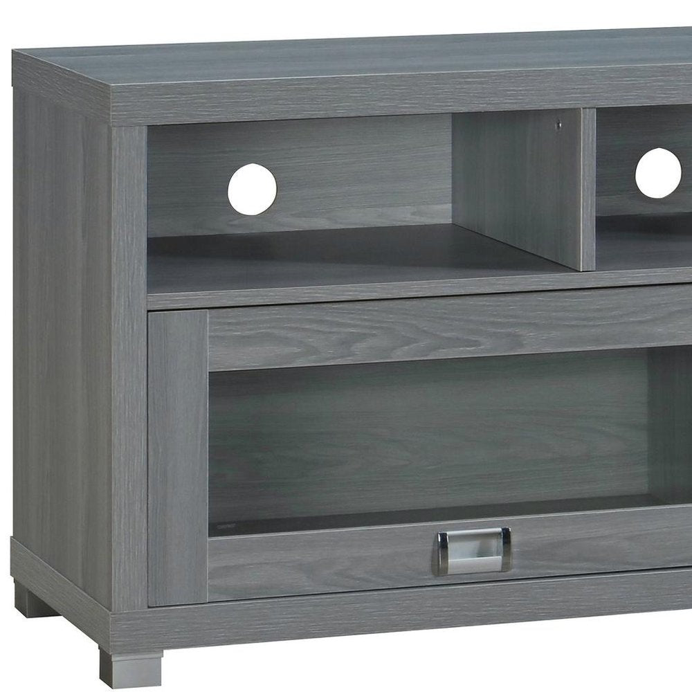 Gray Wood Enclosed and Open Storage TV Stand - 57-inch
