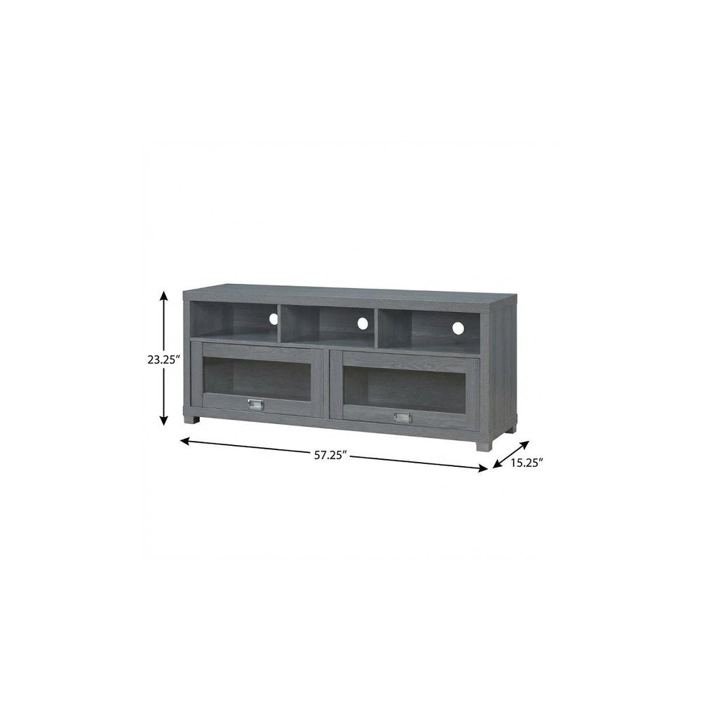 Gray Wood Enclosed and Open Storage TV Stand - 57-inch