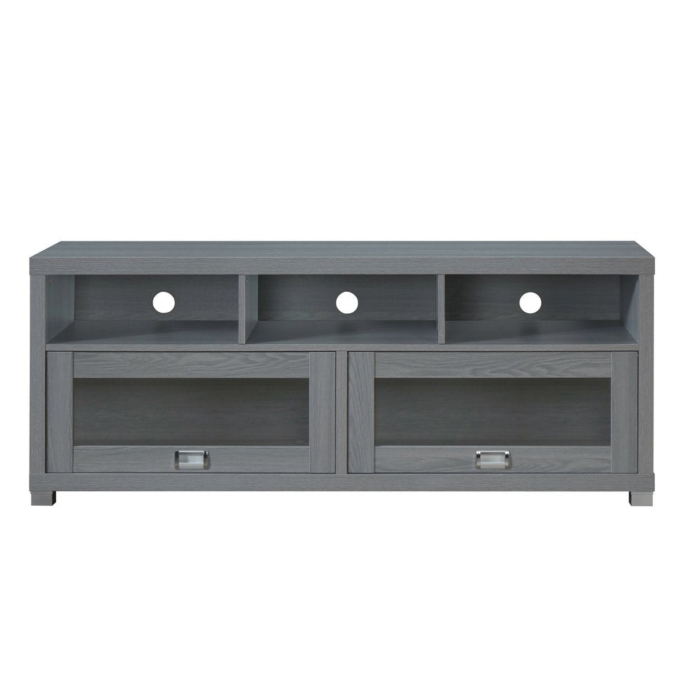 Gray Wood Enclosed and Open Storage TV Stand - 57-inch