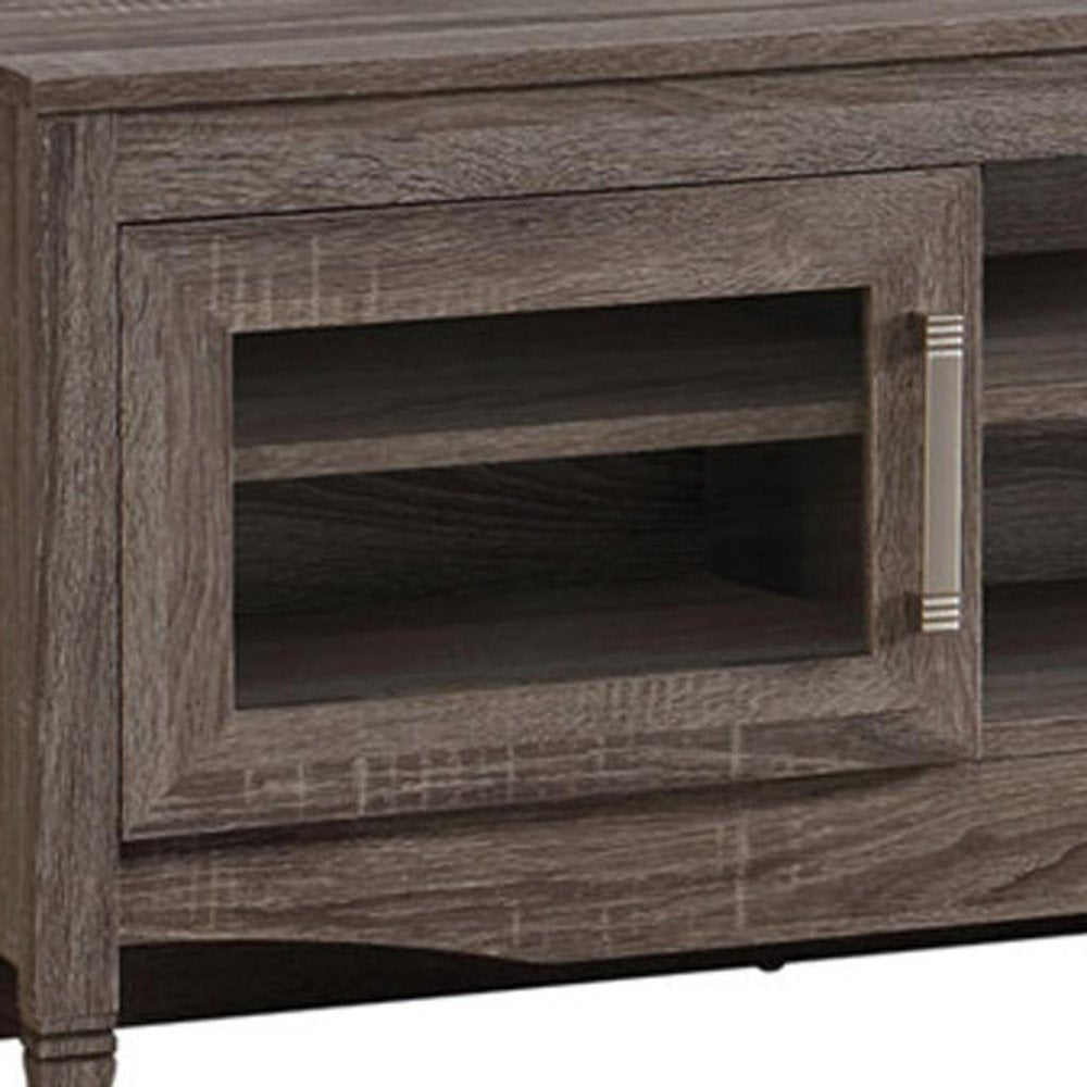 Gray Wood Enclosed and Open Storage TV Stand - 53-inch
