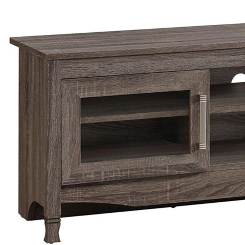 Gray Wood Enclosed and Open Storage TV Stand - 53-inch