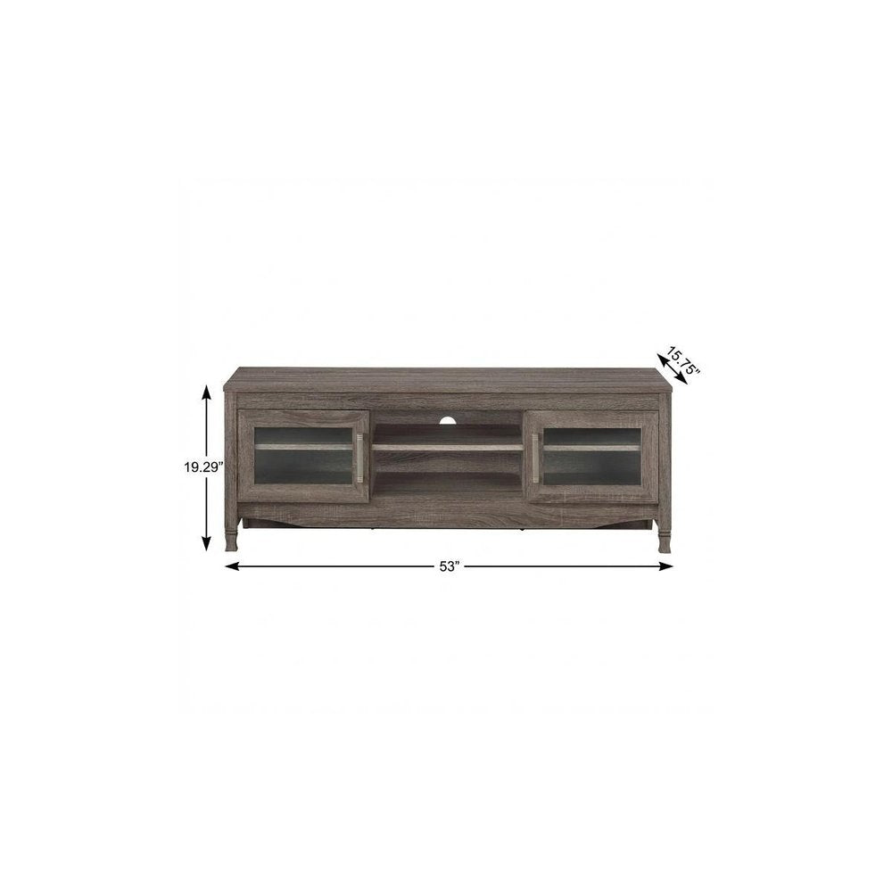Gray Wood Enclosed and Open Storage TV Stand - 53-inch
