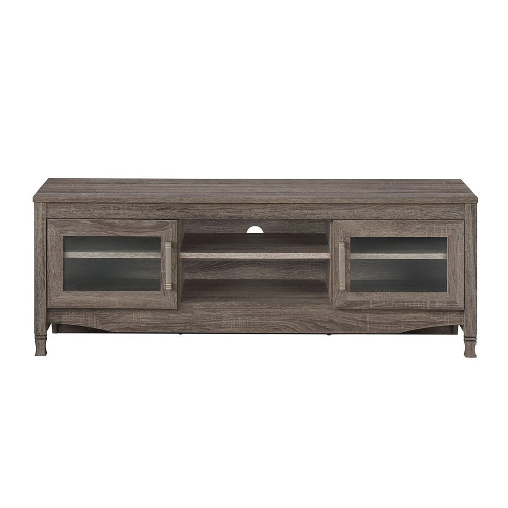 Gray Wood Enclosed and Open Storage TV Stand - 53-inch