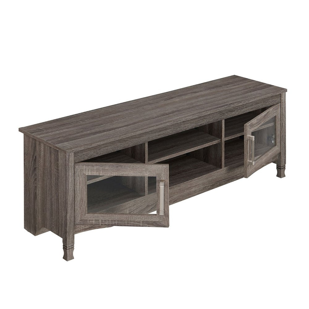 Gray Wood Enclosed and Open Storage TV Stand - 53-inch