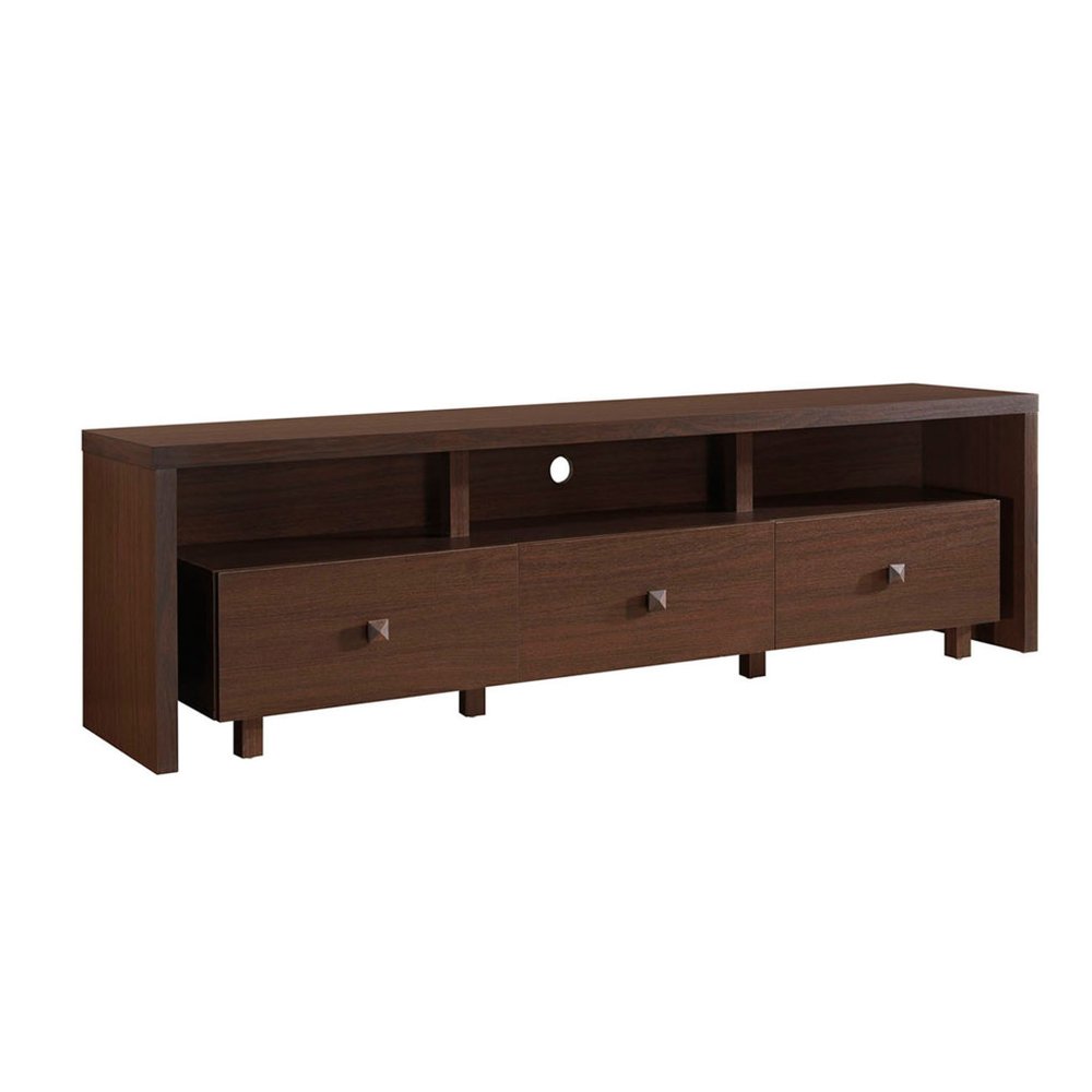 Brown Wood Enclosed and Open Storage TV Stand - 71-inch