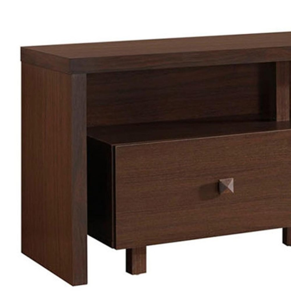 Brown Wood Enclosed and Open Storage TV Stand - 71-inch