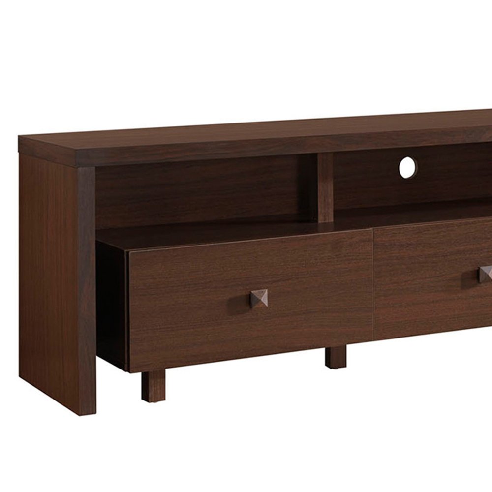 Brown Wood Enclosed and Open Storage TV Stand - 71-inch