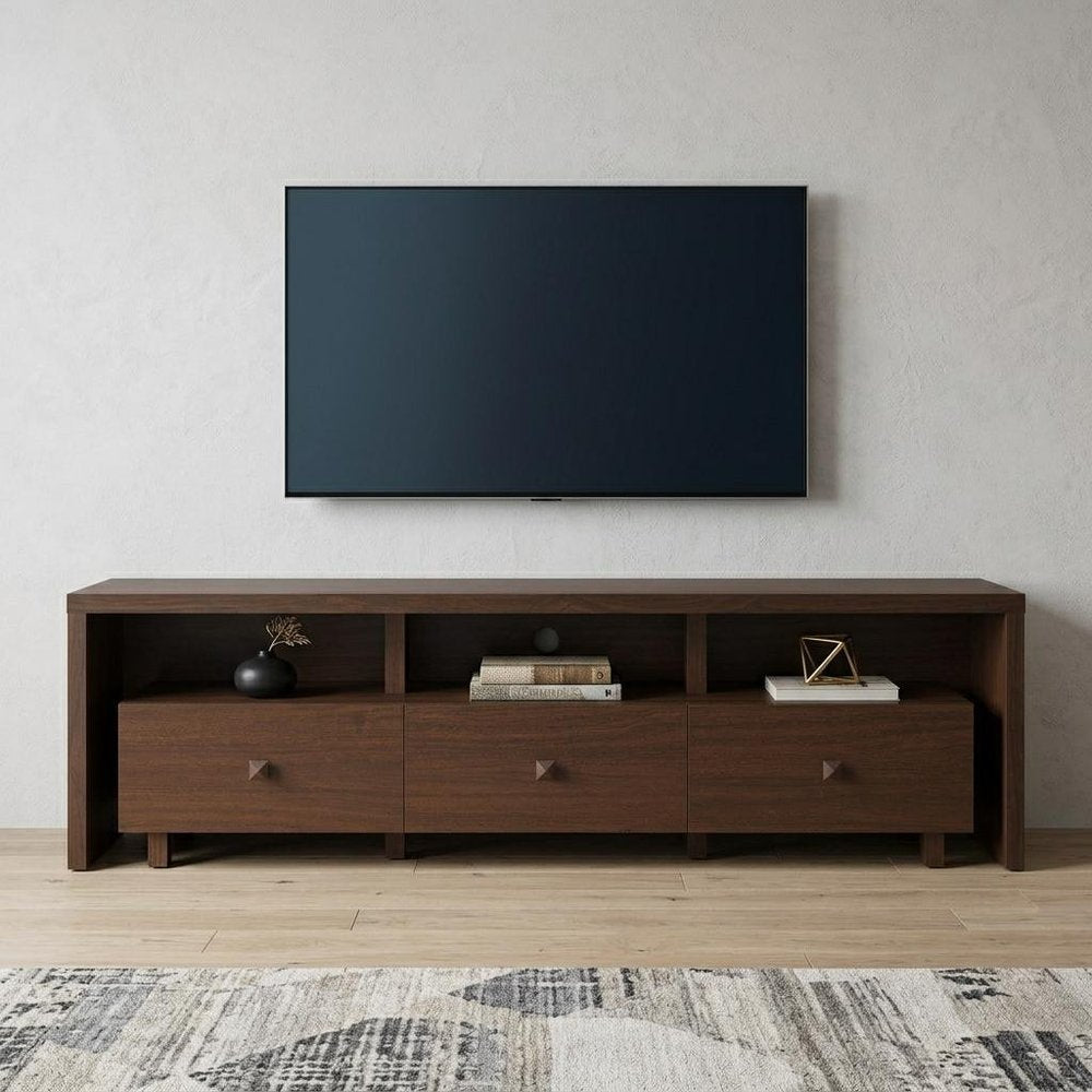 Brown Wood Enclosed and Open Storage TV Stand - 71-inch