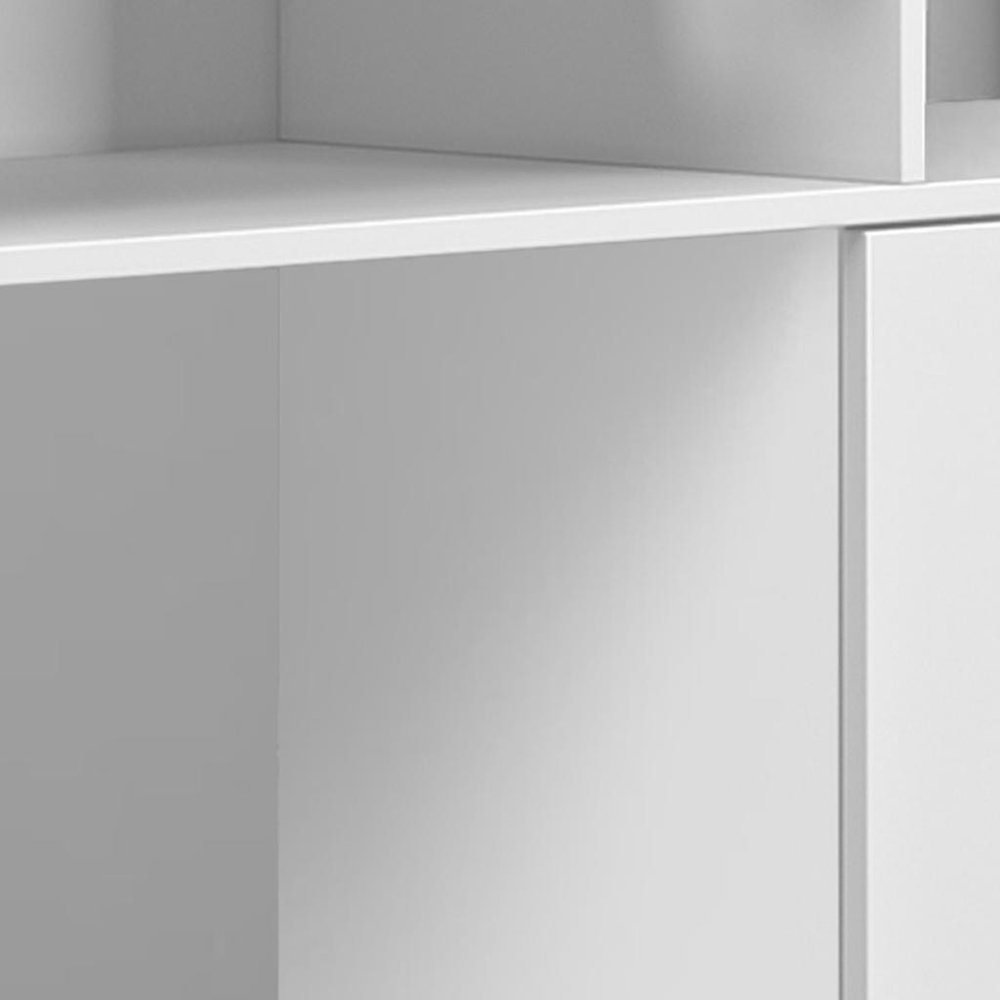 White Wood Enclosed and Open Storage TV Stand - 61-inch