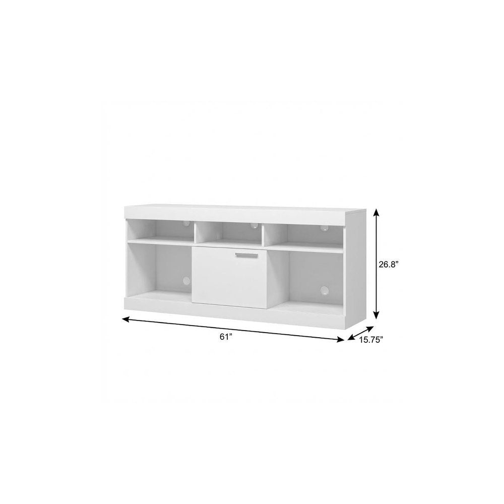 White Wood Enclosed and Open Storage TV Stand - 61-inch