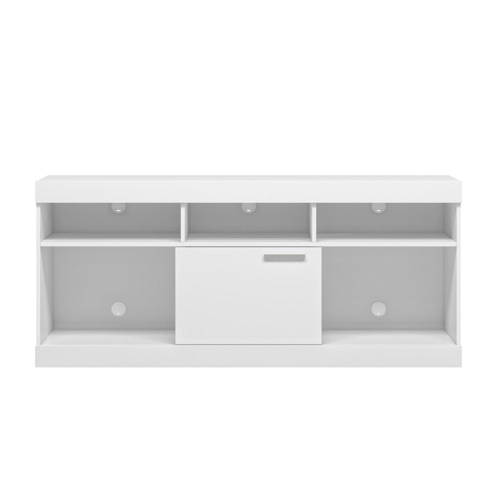 White Wood Enclosed and Open Storage TV Stand - 61-inch