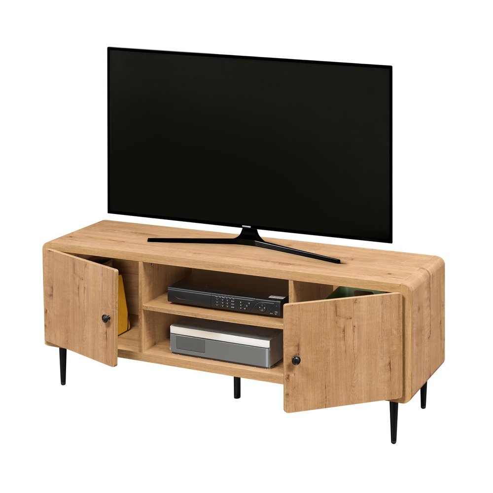 Oak Wood Enclosed and Open Storage TV Stand - 55-inch