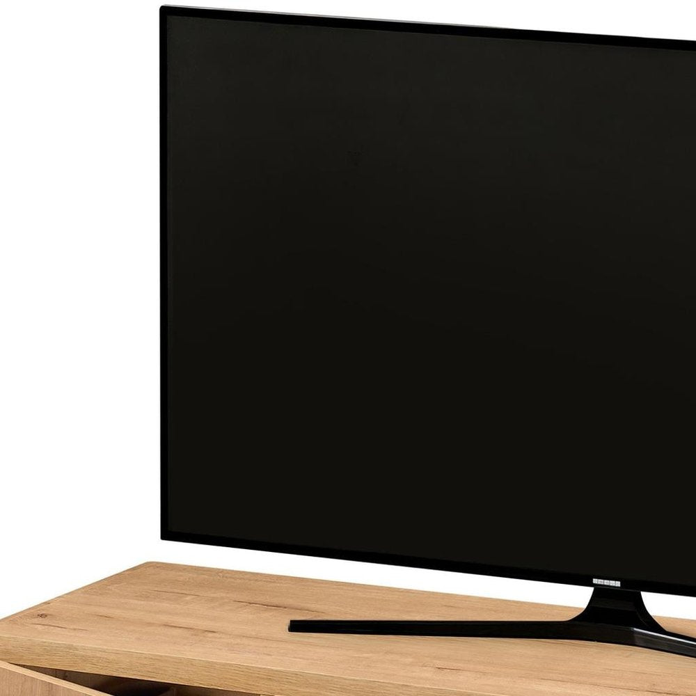 Oak Wood Enclosed and Open Storage TV Stand - 55-inch