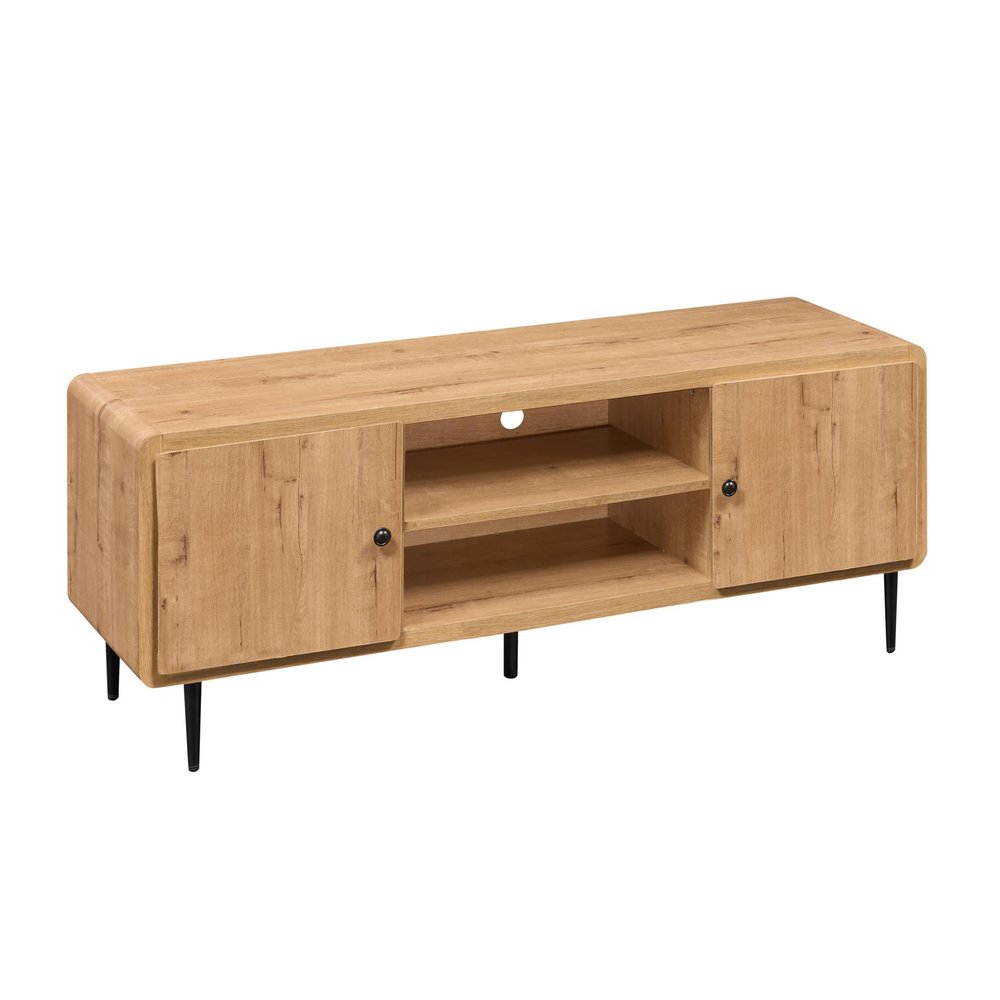 Oak Wood Enclosed and Open Storage TV Stand - 55-inch