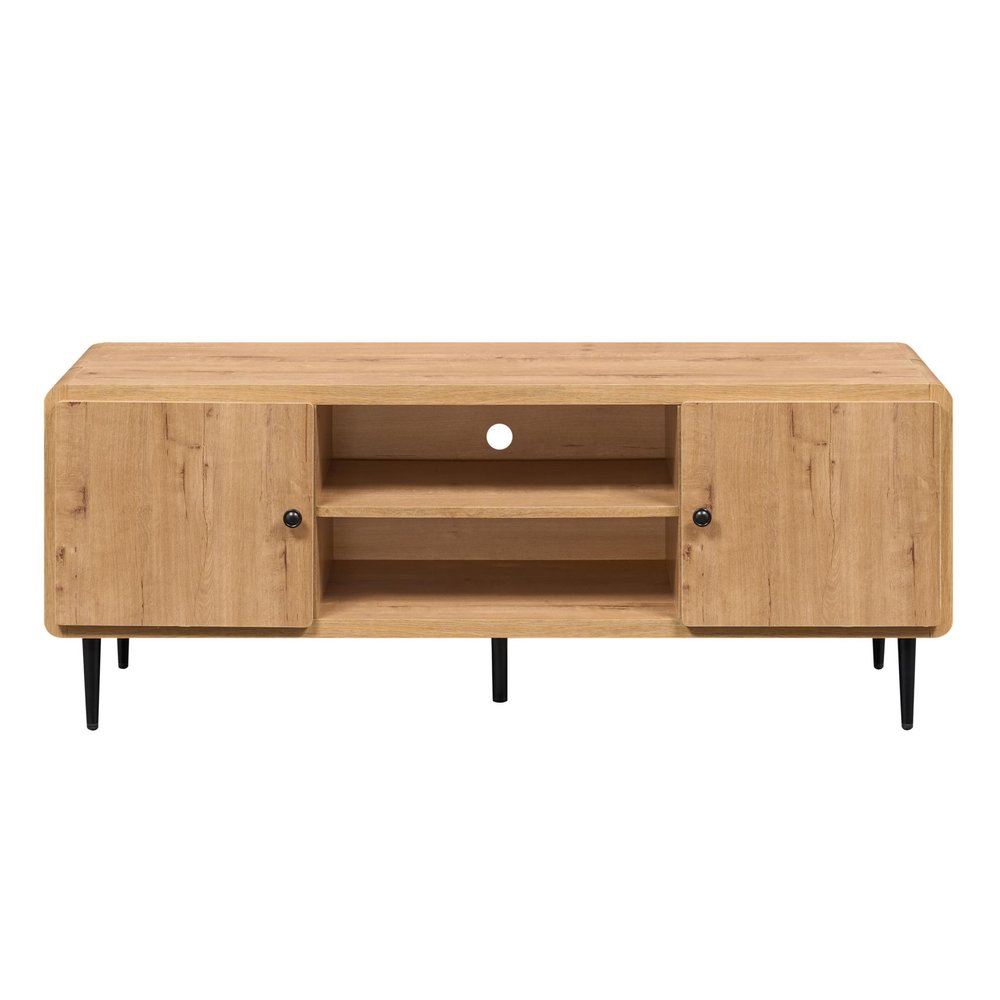 Oak Wood Enclosed and Open Storage TV Stand - 55-inch