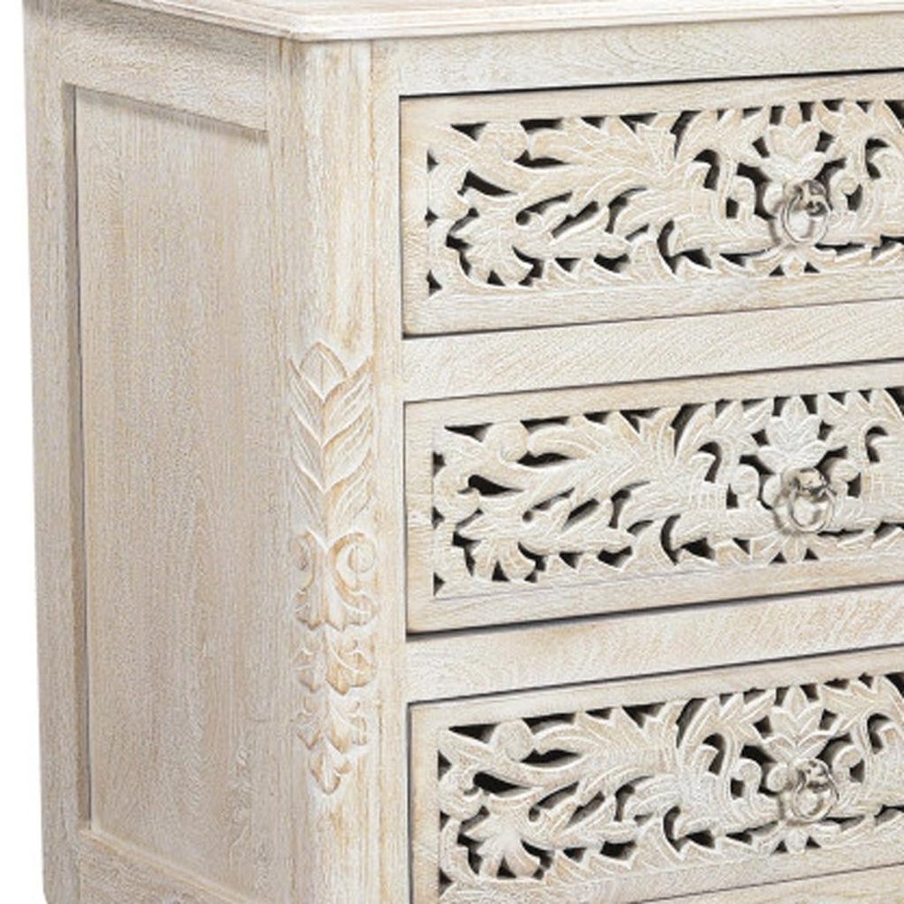 Five Piec White Solid Wood Bedroom Set with Mirror