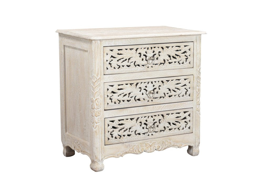 Five Piec White Solid Wood Bedroom Set with Mirror