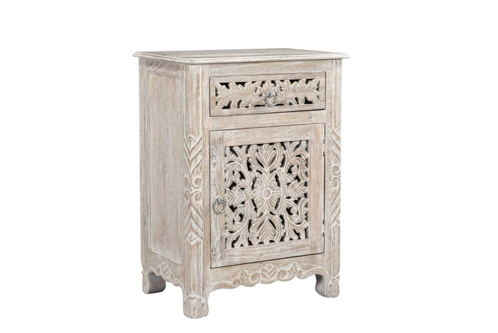 Five Piec White Solid Wood Bedroom Set with Mirror