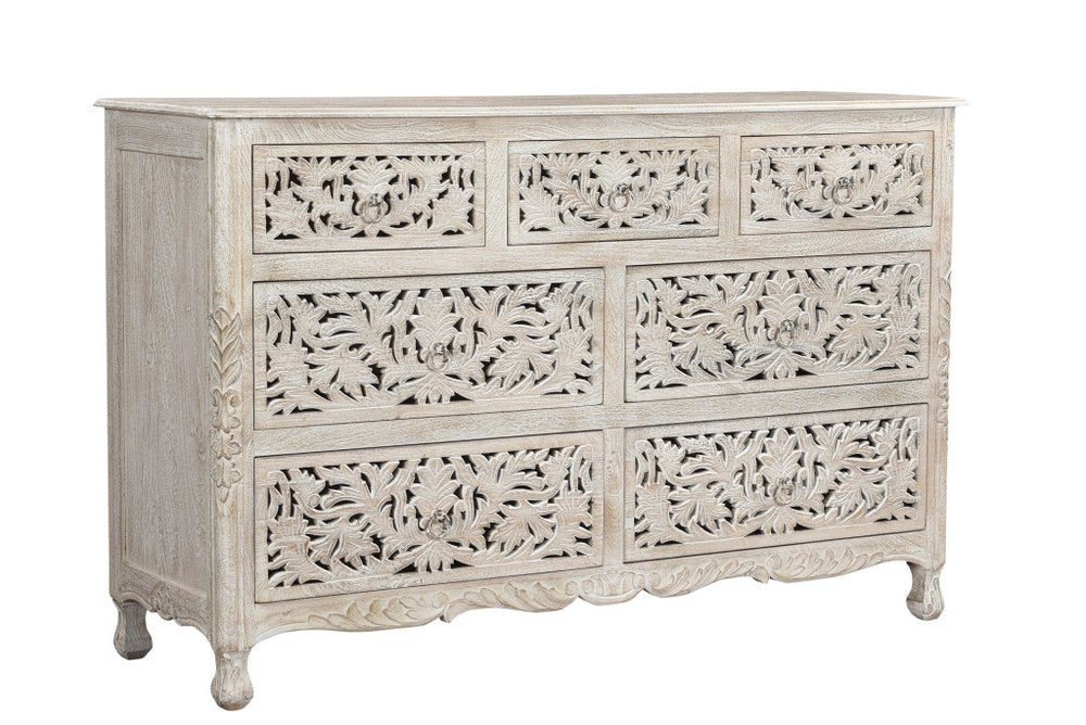 Five Piec White Solid Wood Bedroom Set with Mirror