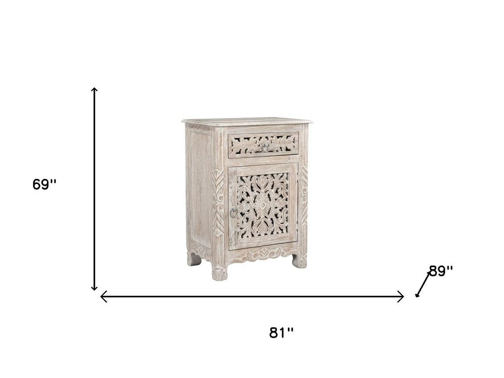 Five Piec White Solid Wood Bedroom Set with Mirror