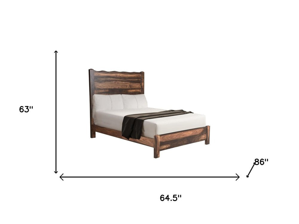 Five Piec Dark Brown Solid Wood Bedroom Set with Mirror