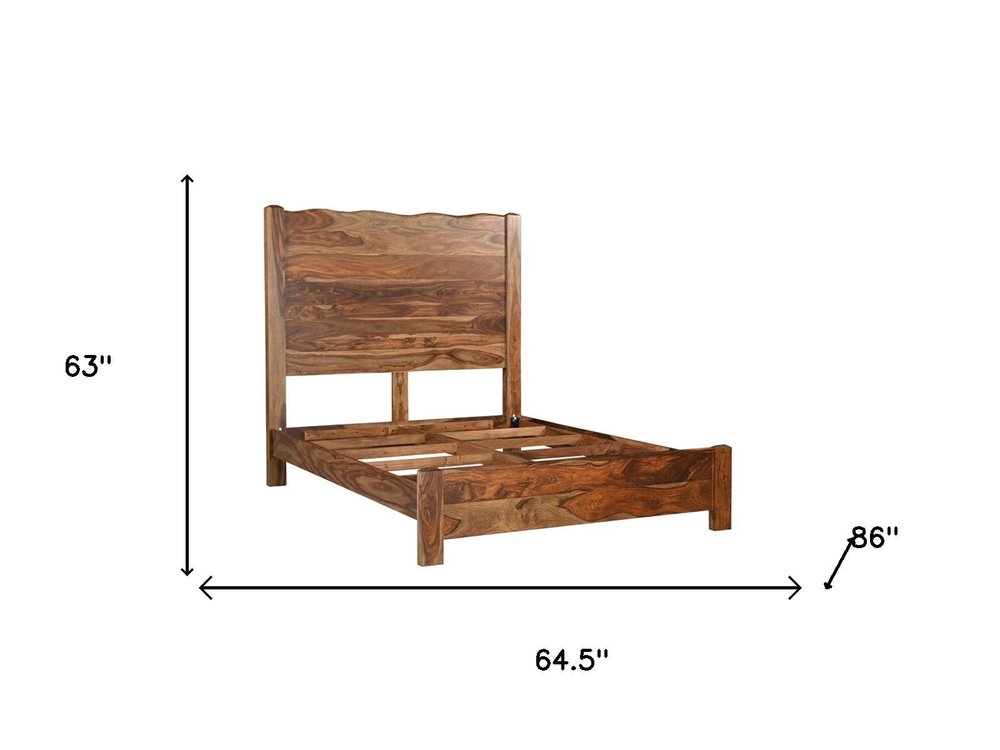 Five Piec Brown Solid Wood Bedroom Set with Mirror