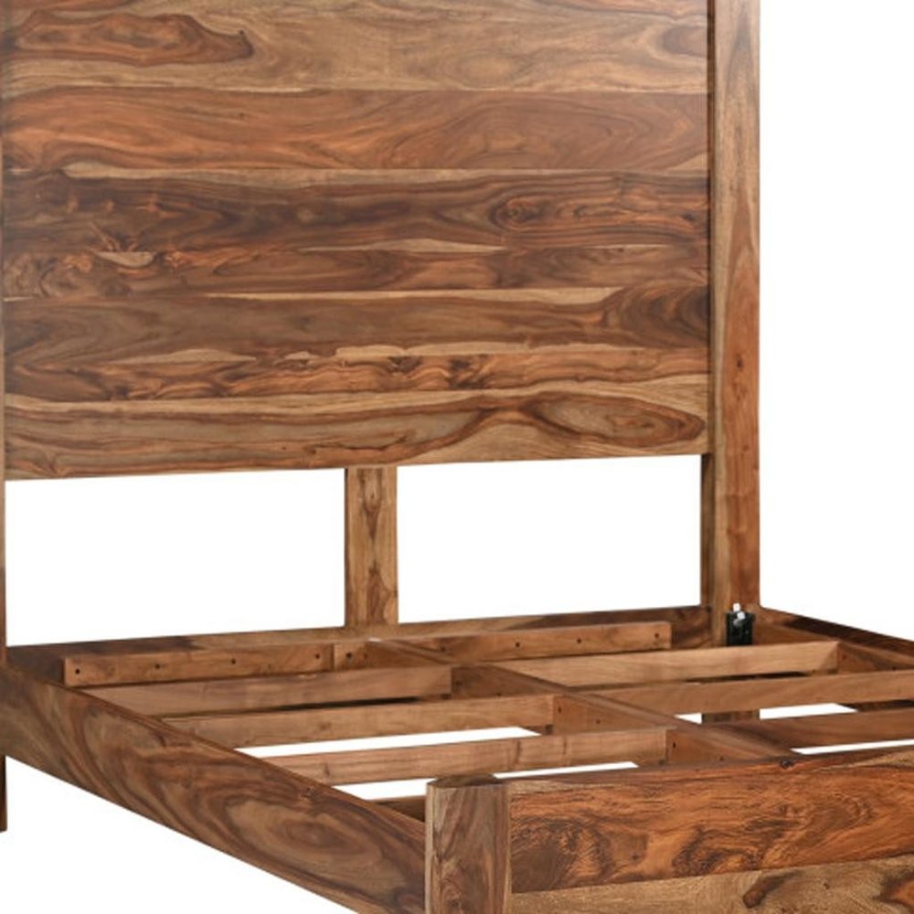 Five Piec Brown Solid Wood Bedroom Set with Mirror