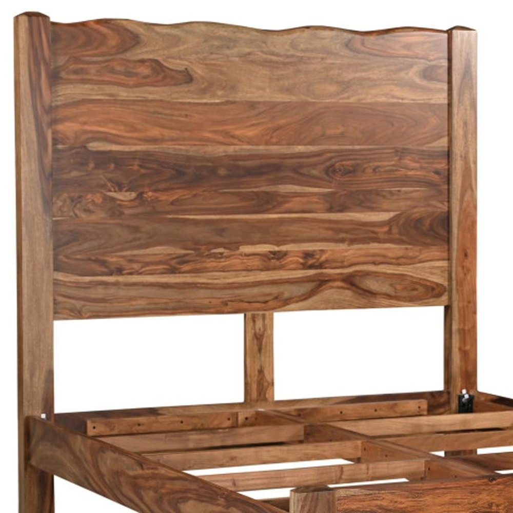 Five Piec Brown Solid Wood Bedroom Set with Mirror