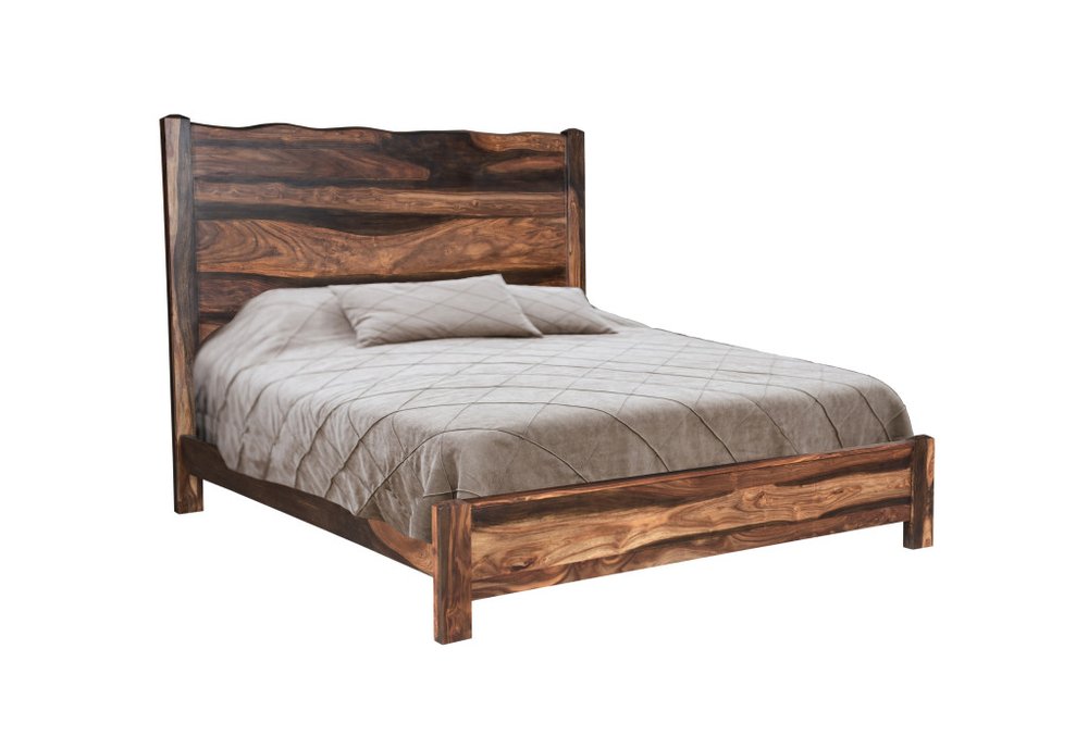 Five Piec Dark Brown Solid Wood Bedroom Set with Mirror