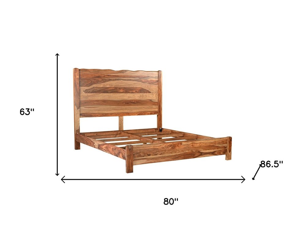 Five Piec Brown Solid Wood Bedroom Set with Mirror