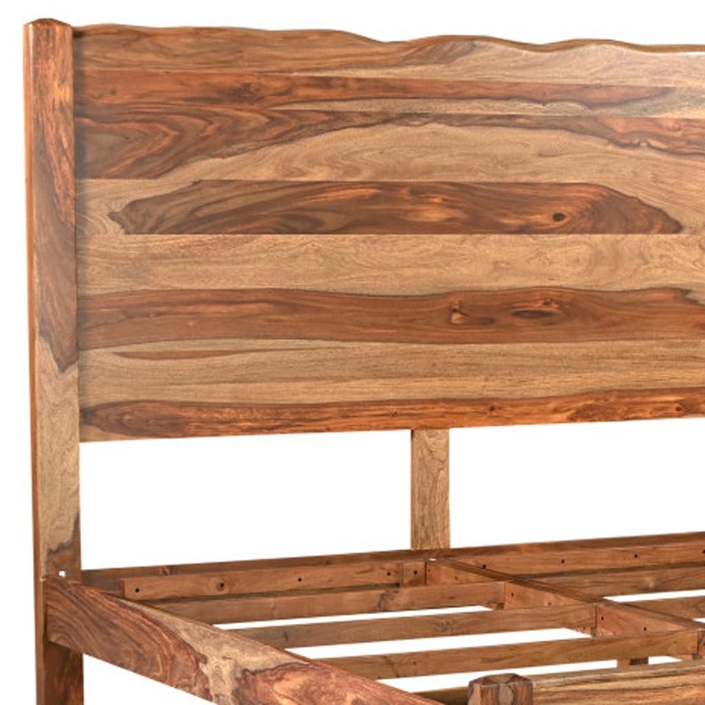 Five Piec Brown Solid Wood Bedroom Set with Mirror