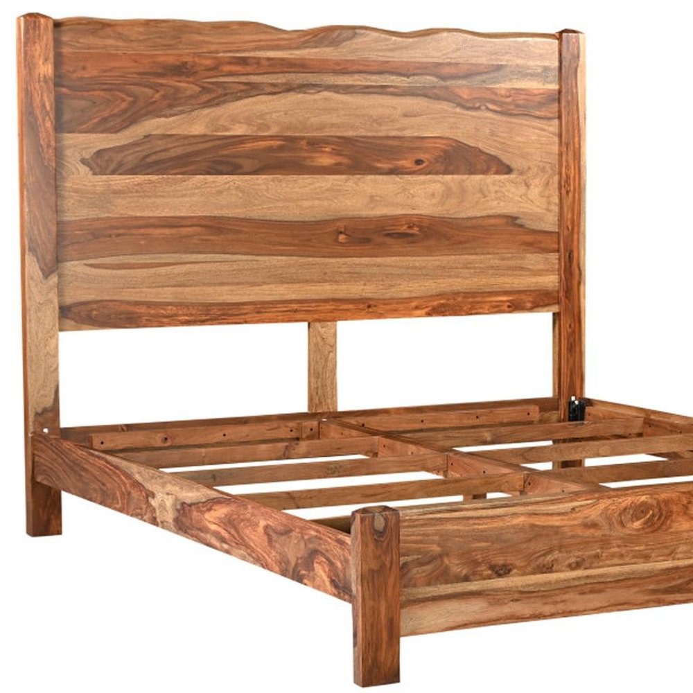 Five Piec Brown Solid Wood Bedroom Set with Mirror