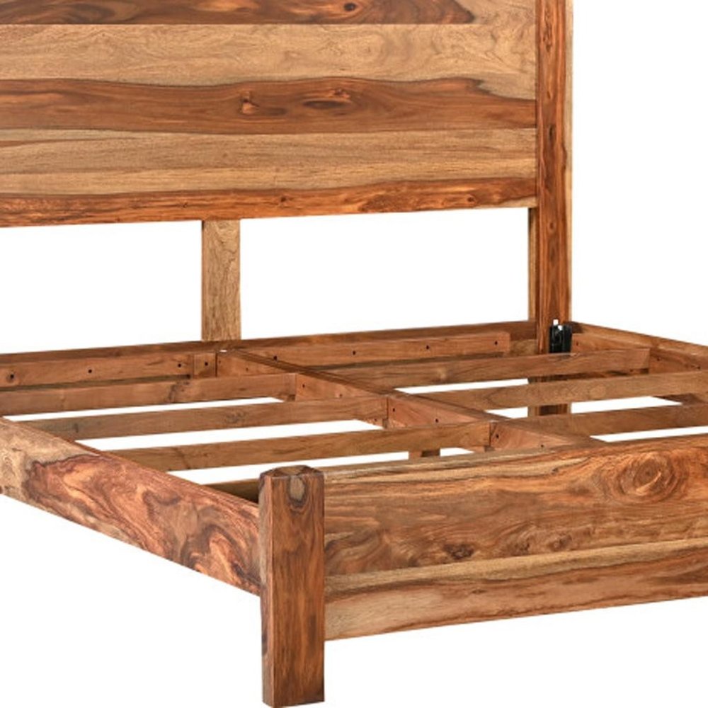 Five Piec Brown Solid Wood Bedroom Set with Mirror