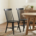 Set of Two Black Solid Wood Windsor Back Dining Side Chairs