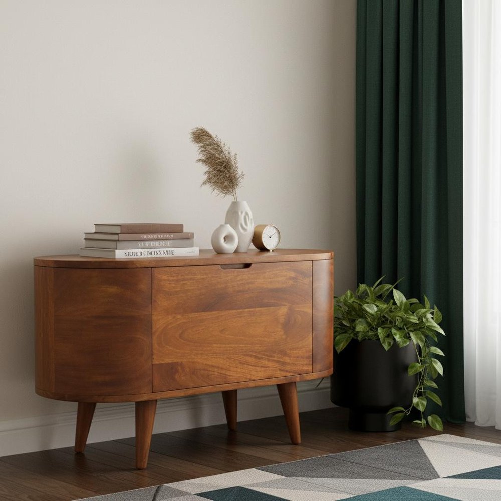 Brown Solid Wood Sideboard - 32-inch