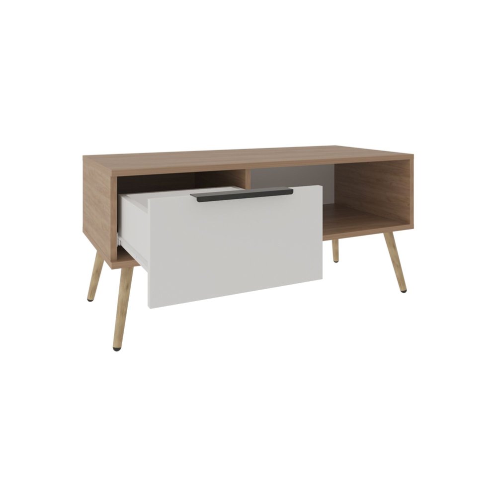 Beige Wood Fireplace Entertainment Center - 36-inch