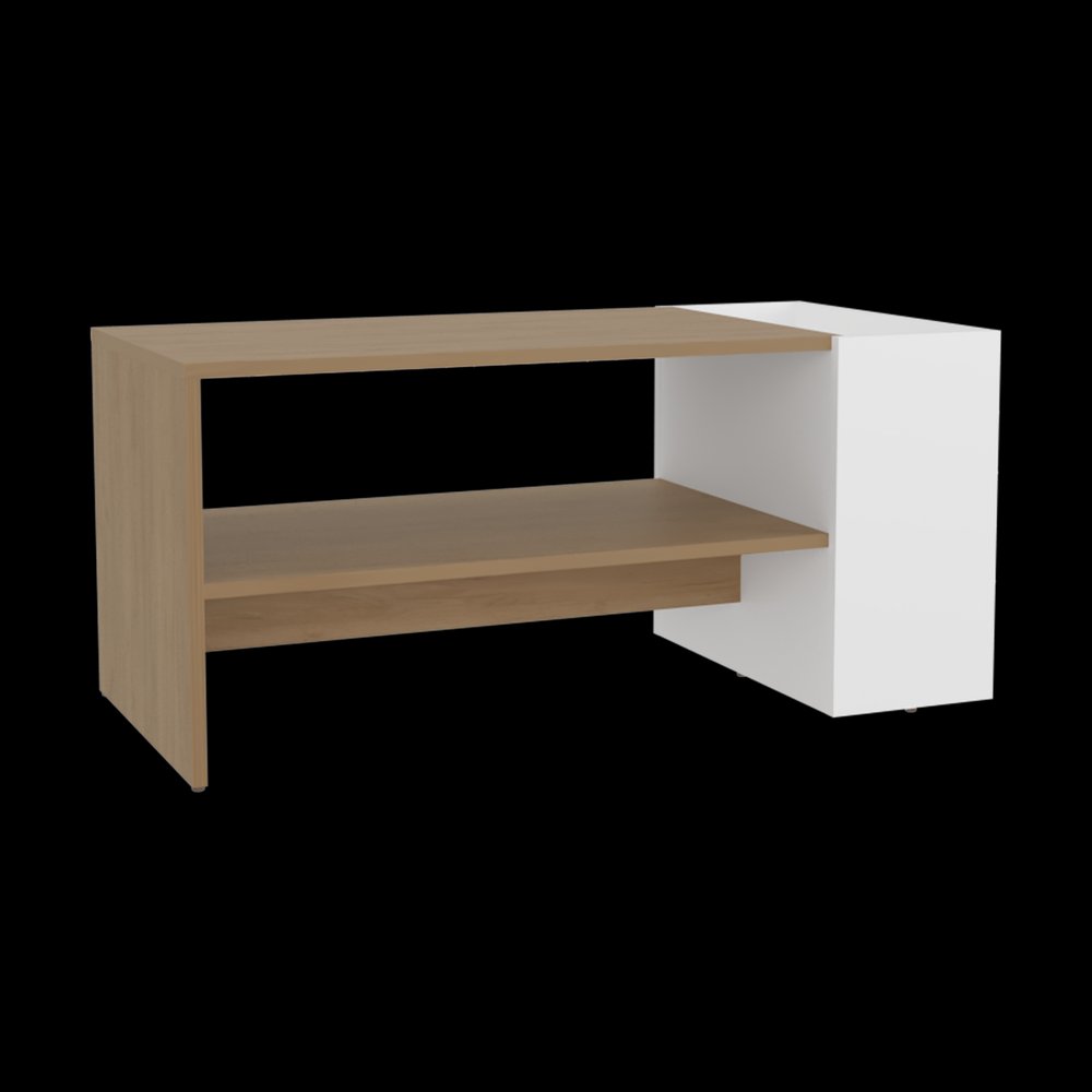 Beige Wood Fireplace Entertainment Center - 36-inch