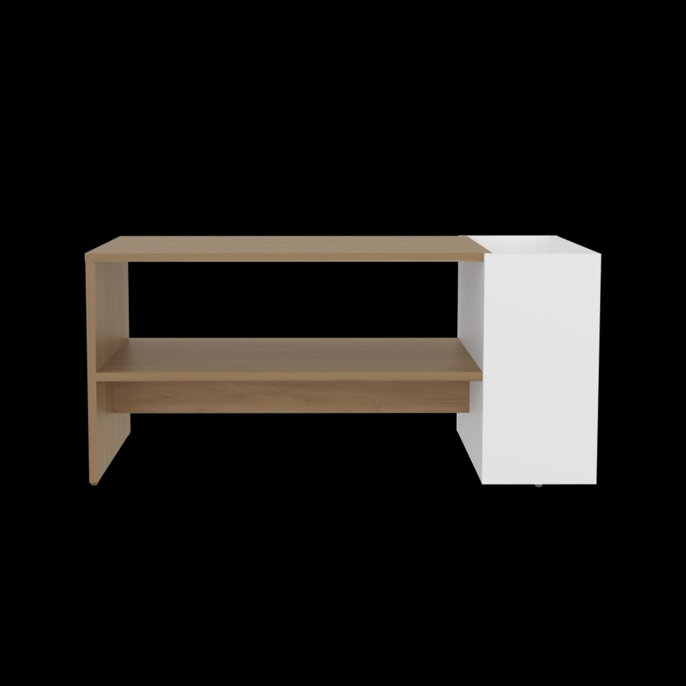 Beige Wood Fireplace Entertainment Center - 36-inch