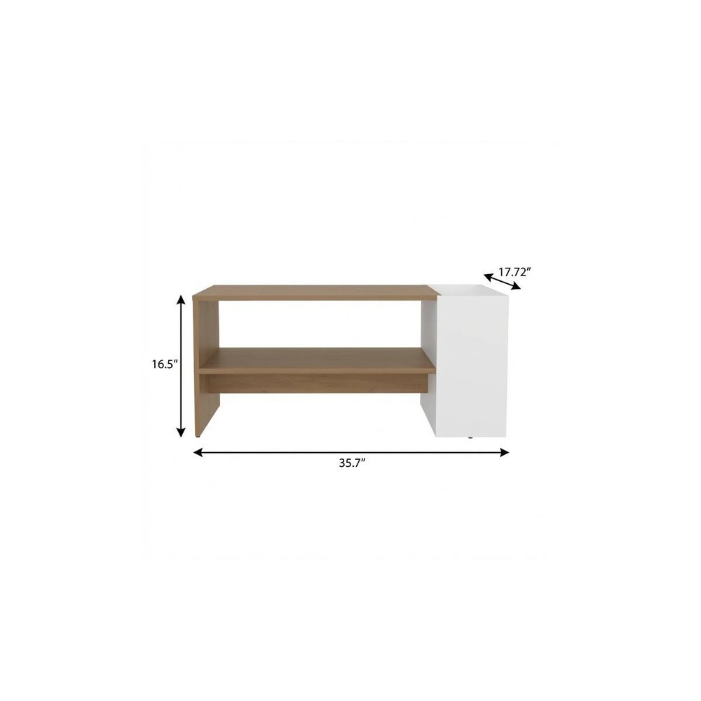 Beige Wood Fireplace Entertainment Center - 36-inch