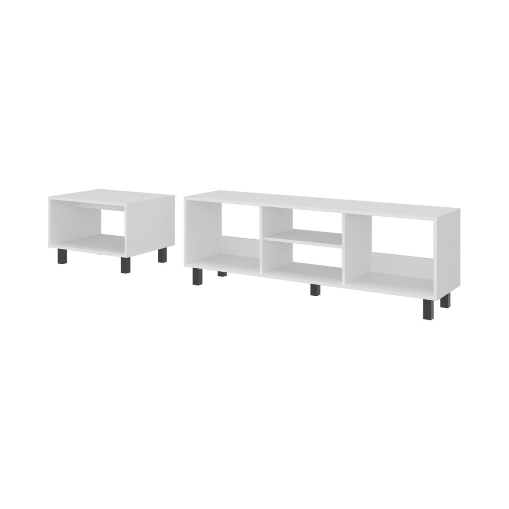 White Wood Fireplace Entertainment Center - 55-inch