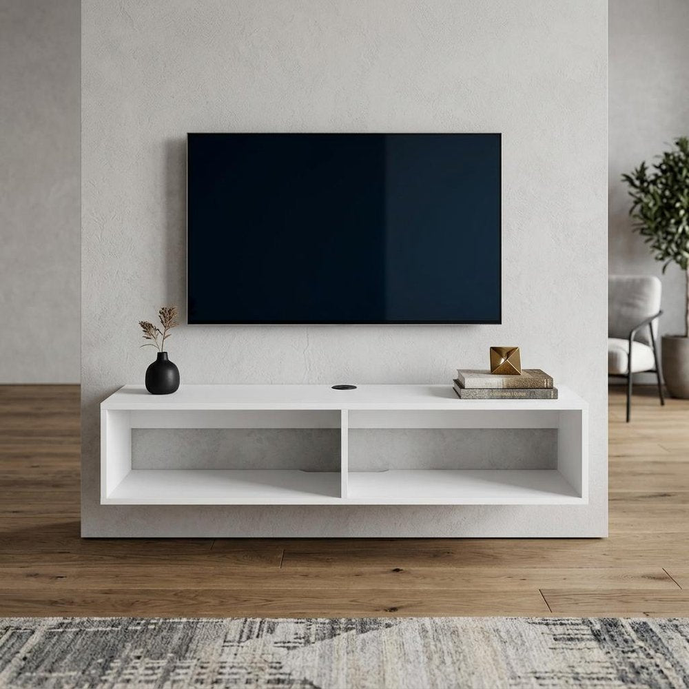 White Wood Fireplace Entertainment Center - 48-inch