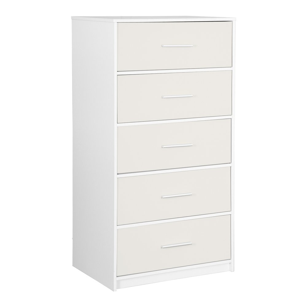 White Fabric Wood and Steel Five Drawer Lingerie Chest - 23-inch