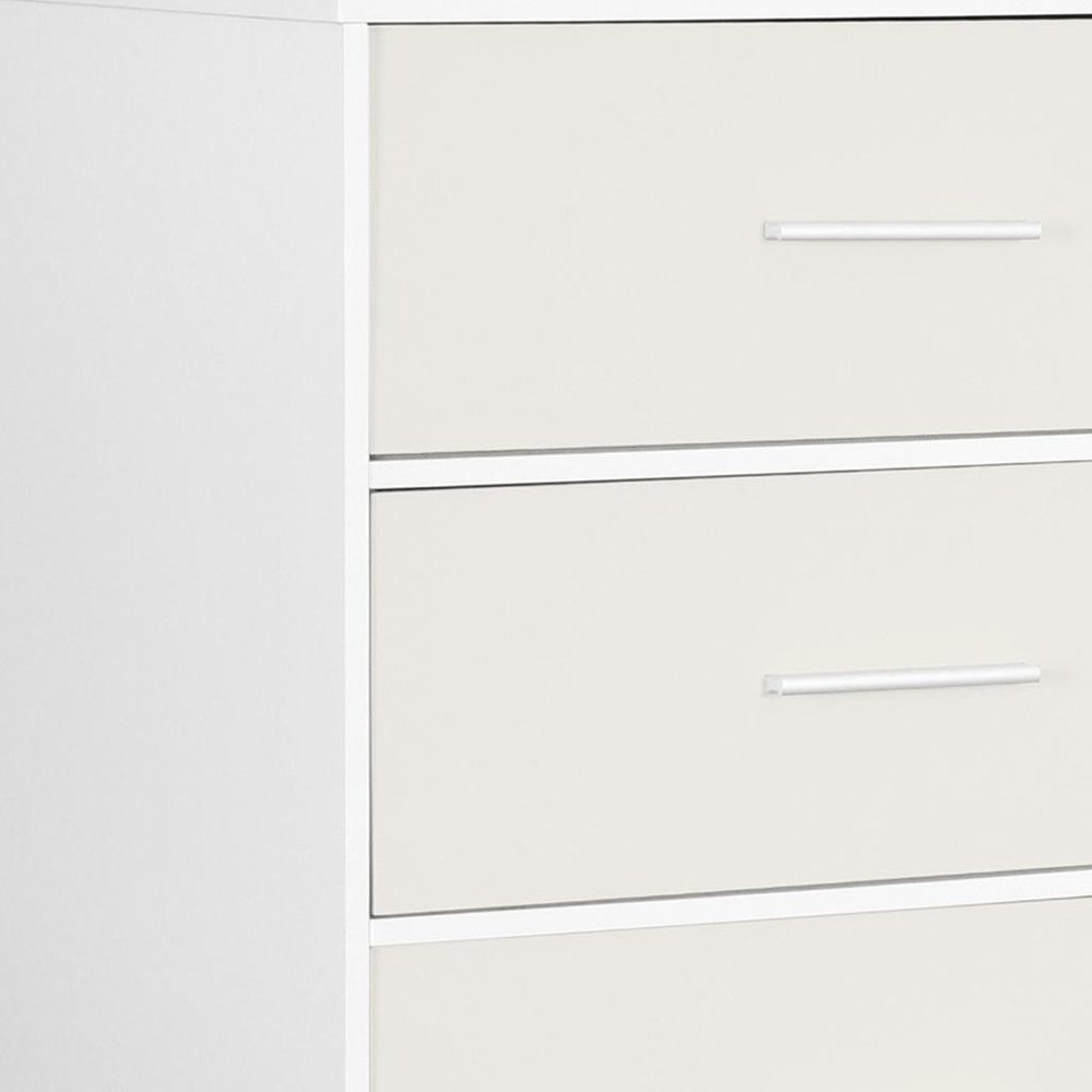 White Fabric Wood and Steel Five Drawer Lingerie Chest - 23-inch