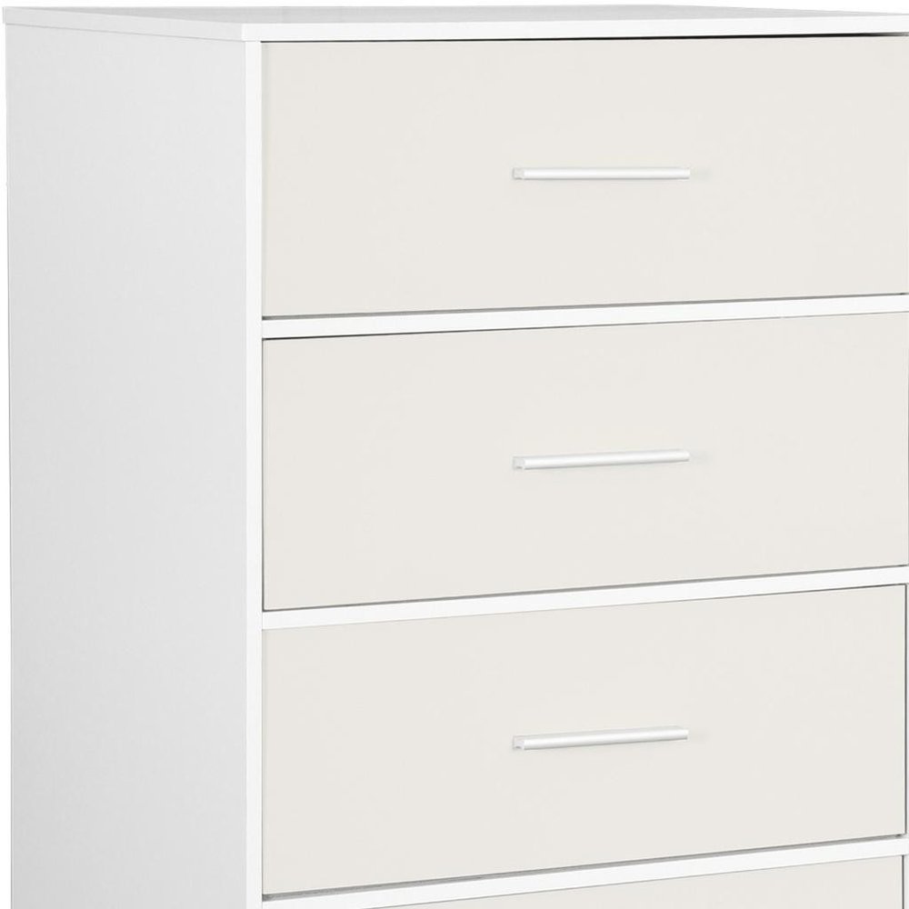 White Fabric Wood and Steel Five Drawer Lingerie Chest - 23-inch